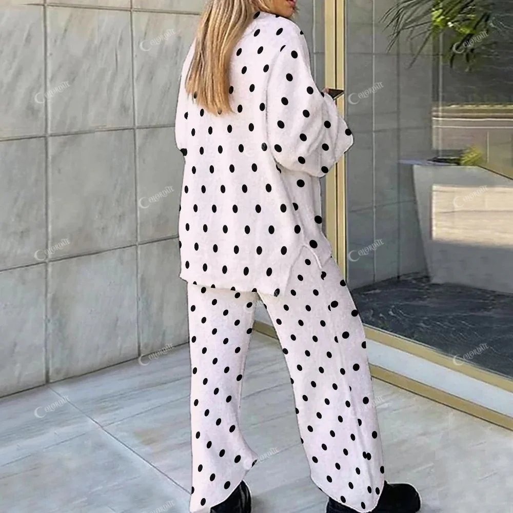 Colordate Polka Paws Funny Puppy Print Loungewear Set For Women - Image 2