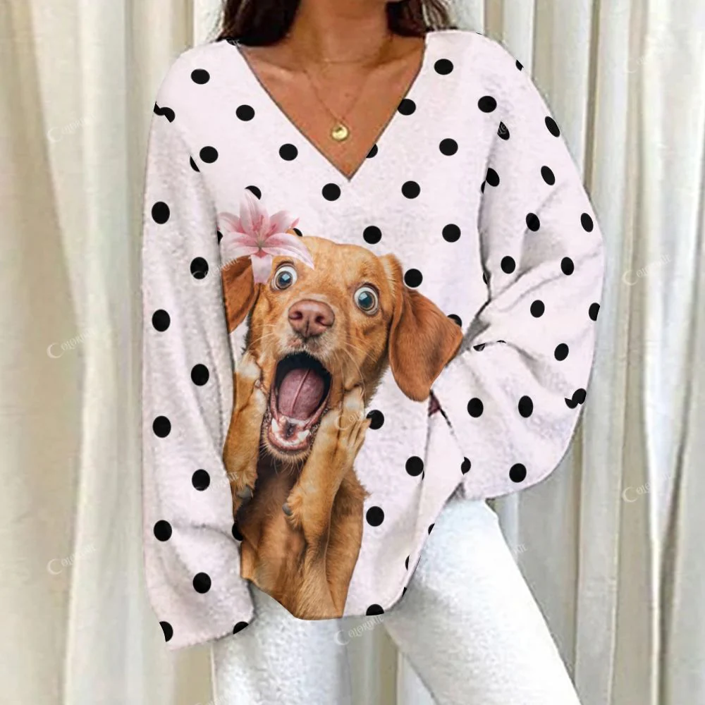 Colordate Polka Paws Funny Puppy Print Loungewear Set For Women - Image 3