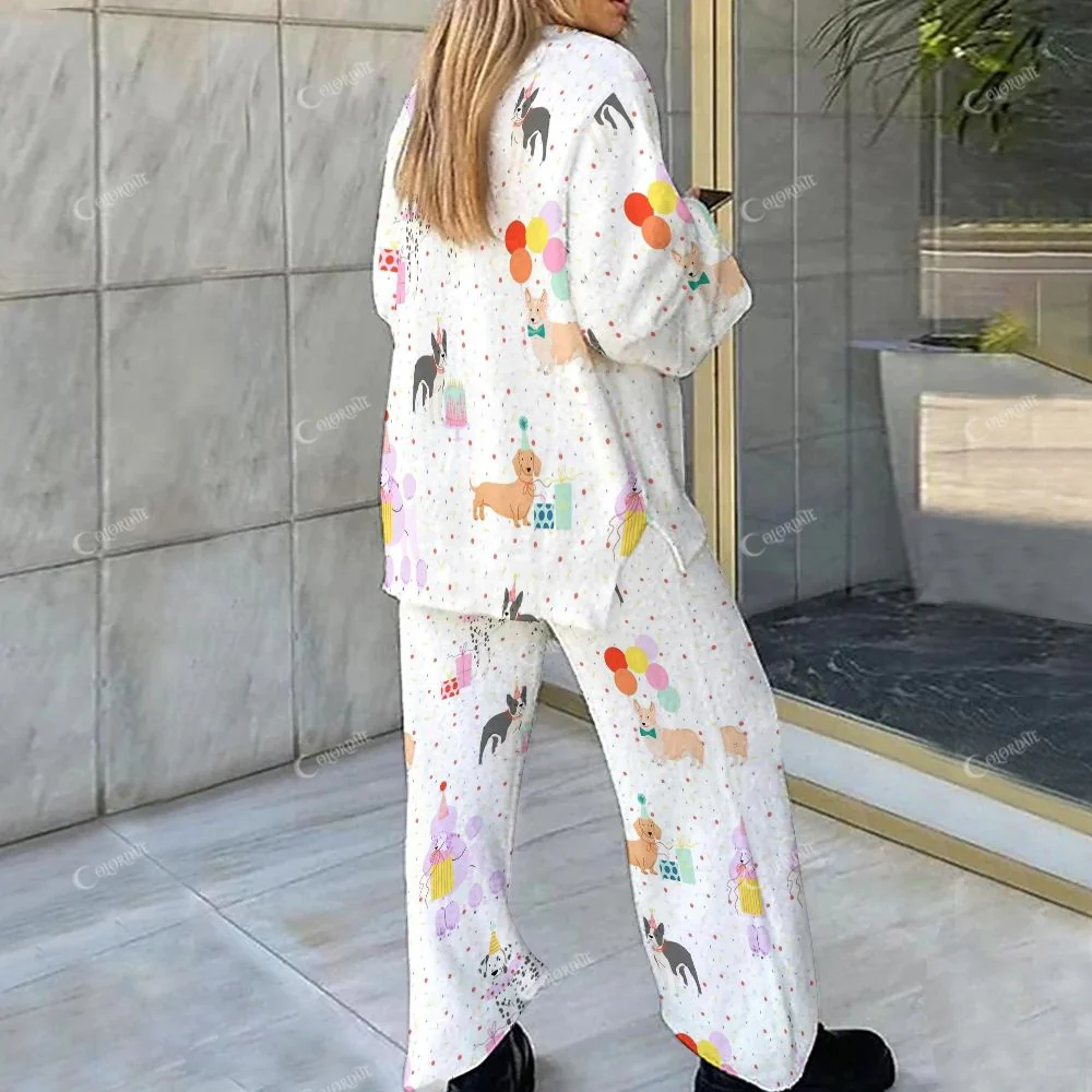 Colordate Gift Puppy Print Loungewear Set For Women - Image 2