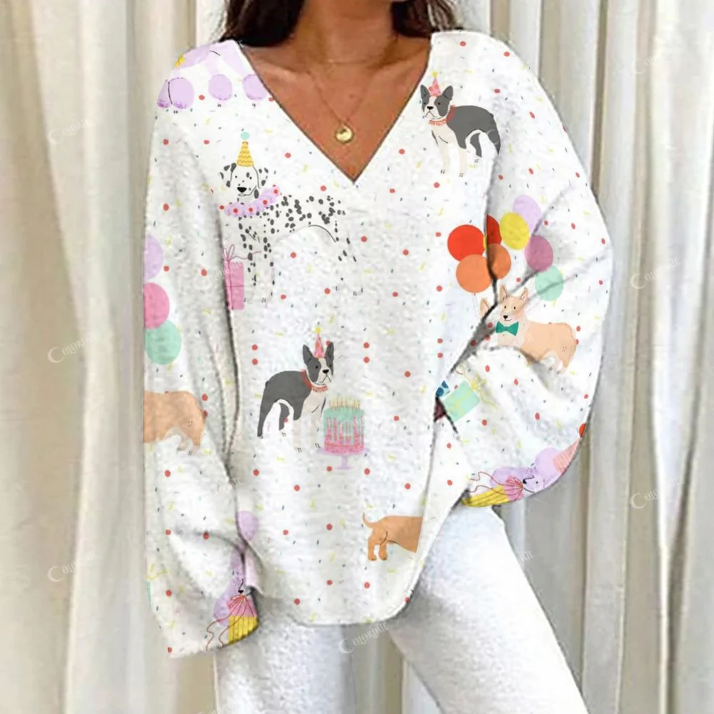 Colordate Gift Puppy Print Loungewear Set For Women - Image 3