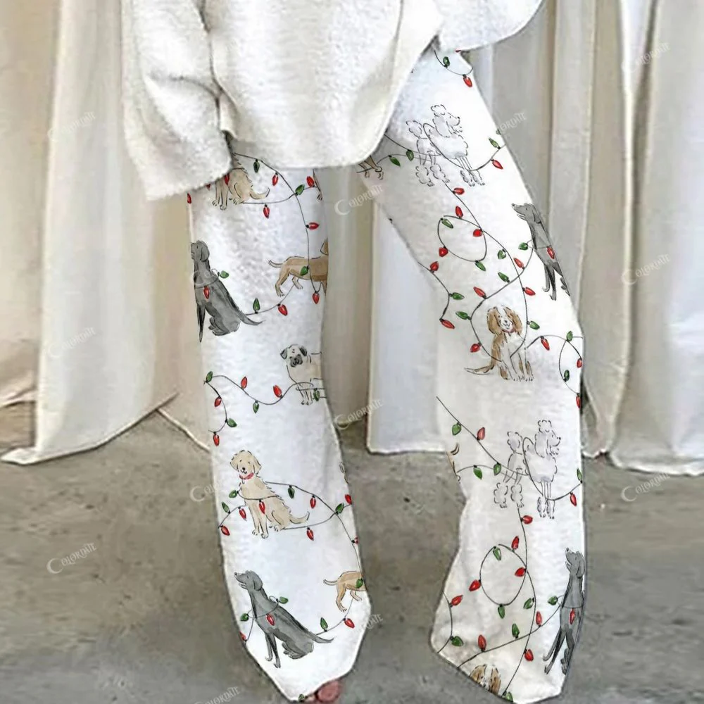 Colordate Puppy And Lamp Print Loungewear Set For Women - Image 4