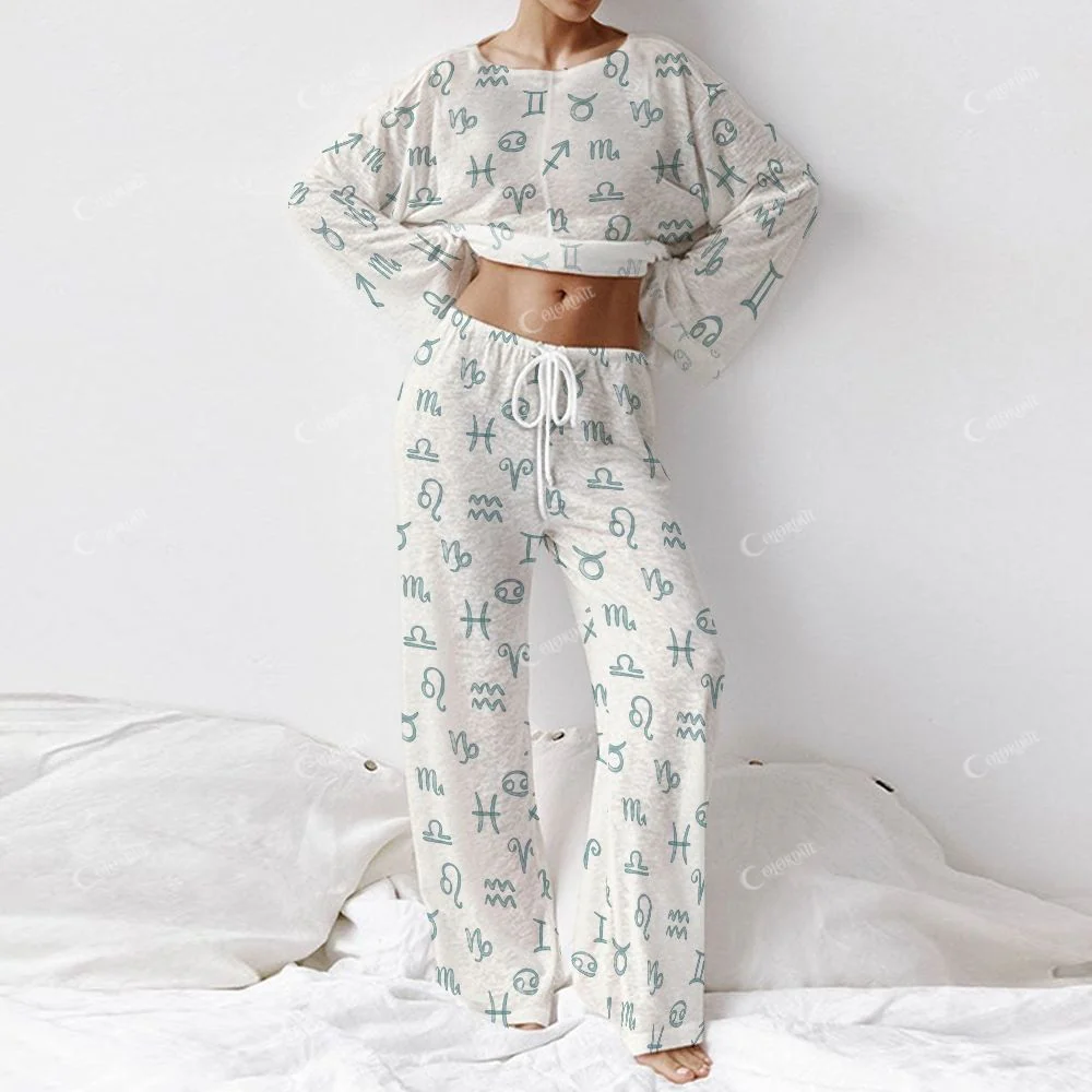 Colordate Women's Constellation Print Long Sleeve Cotton Homewear Set - Image 2