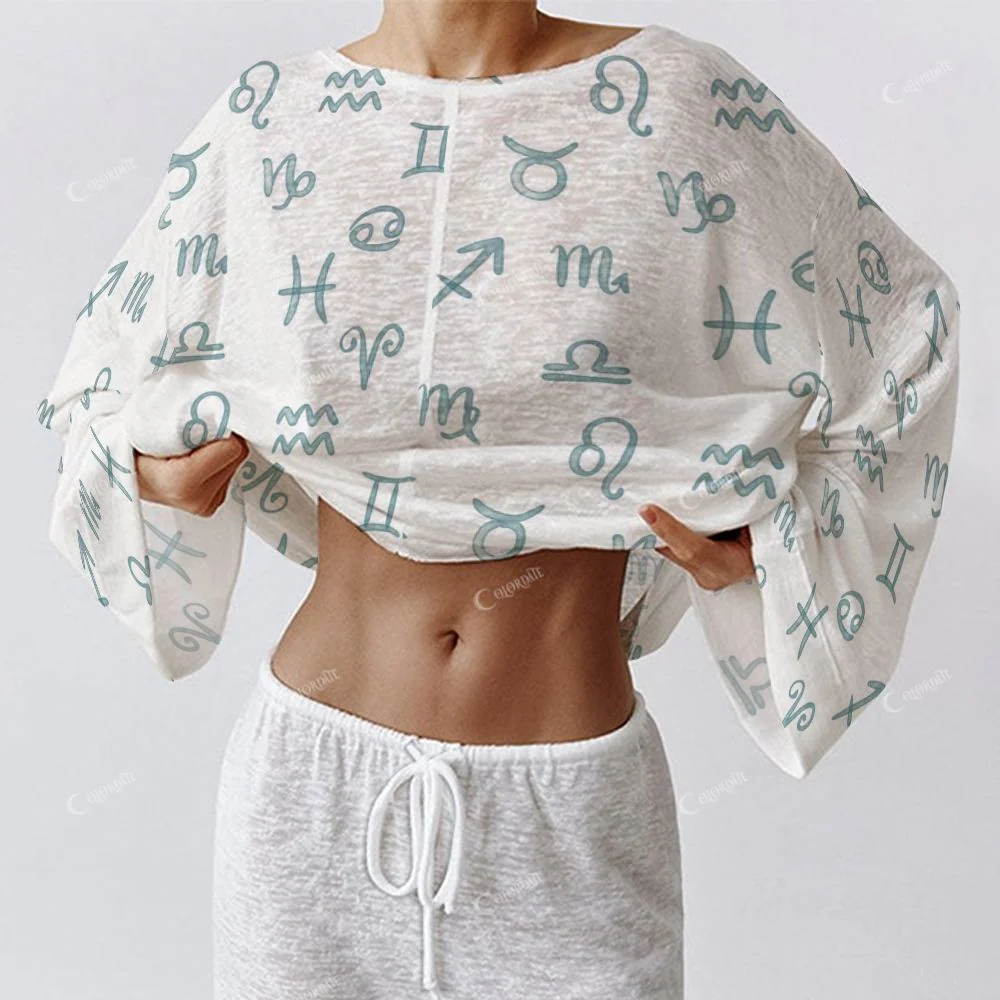 Colordate Women's Constellation Print Long Sleeve Cotton Homewear Set - Image 4