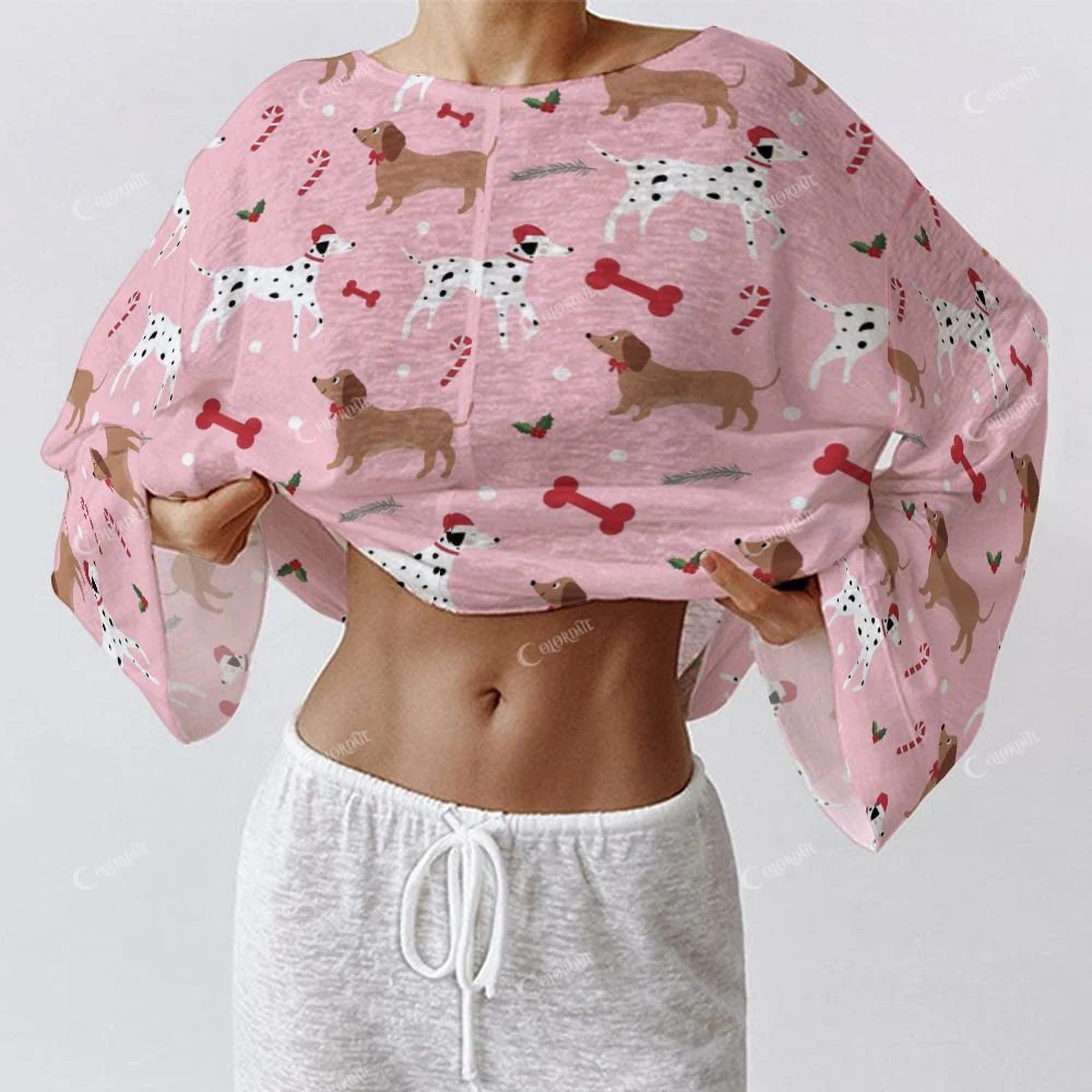 Colordate Women's Puppy Print Long Sleeve Homewear Set - Image 4