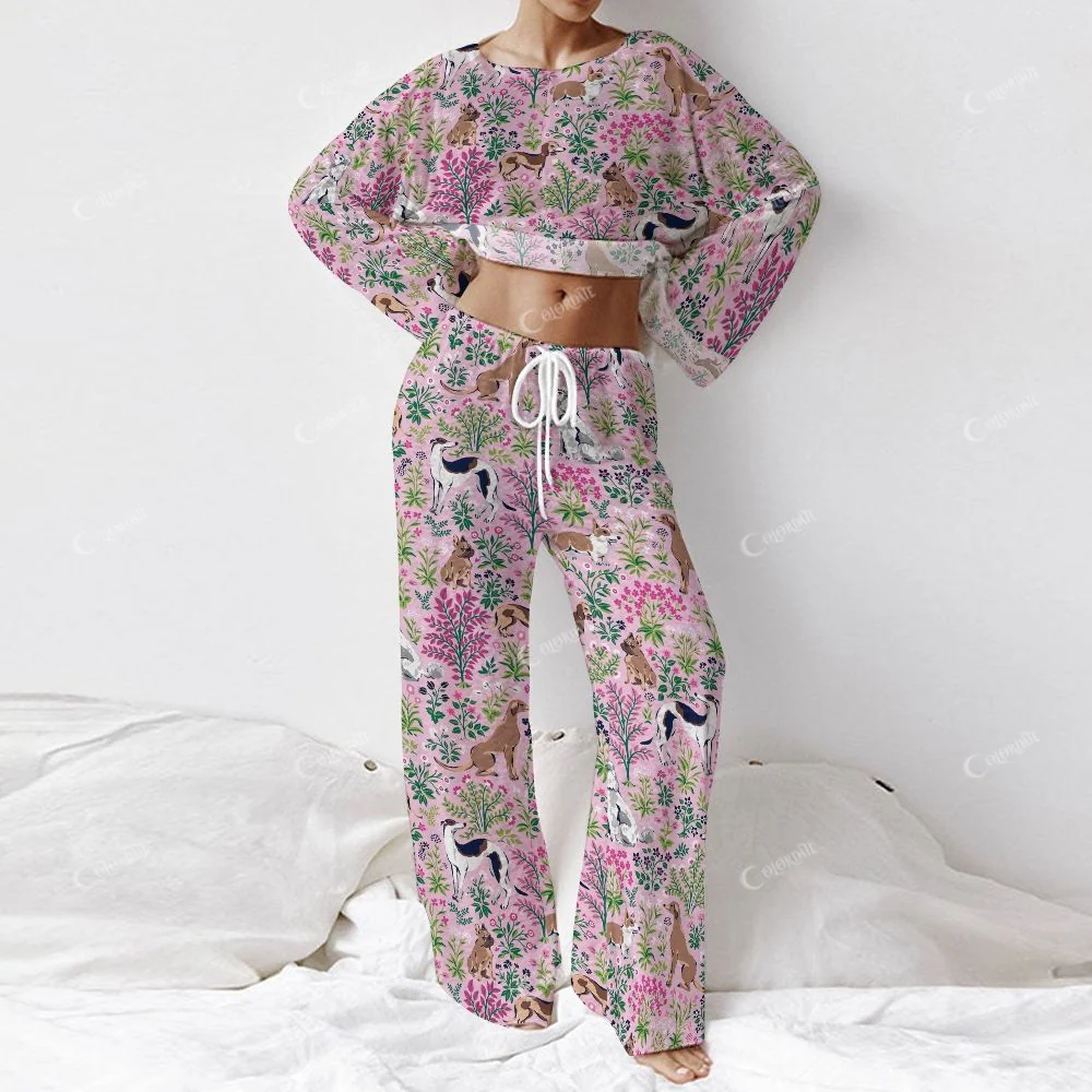 Colordate Women's The Puppy And The Print Long Sleeve Cotton Homewear Set - Image 2