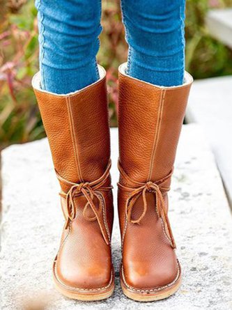 Comfortable Soft Lightweight Lace Up Chunky Heel Boots Footwear - Image 3