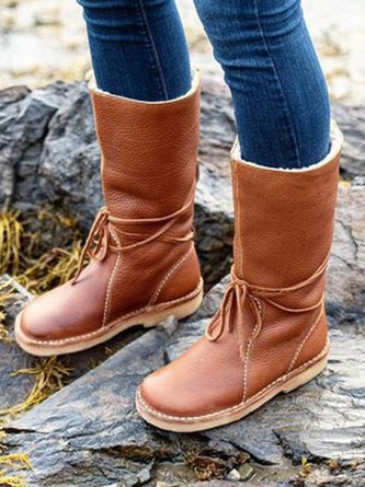 Comfortable Soft Lightweight Lace Up Chunky Heel Boots Footwear - Image 5