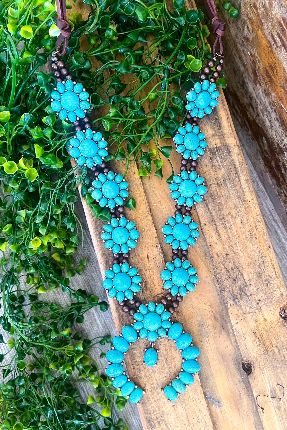 Copper Western Horseshoe Necklace -Turquoise - Image 3