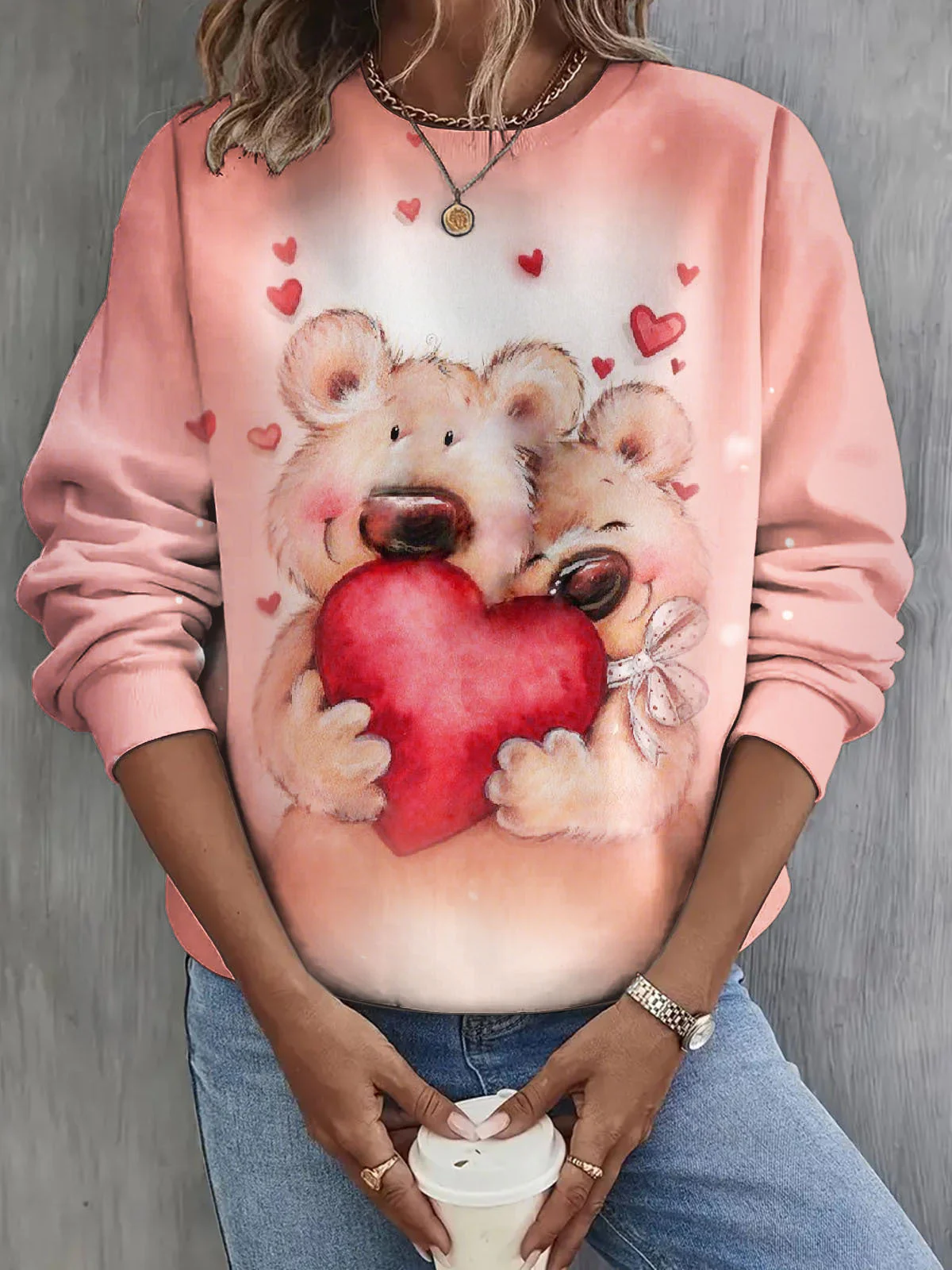 Couple Bear Long Sleeve Casual Top