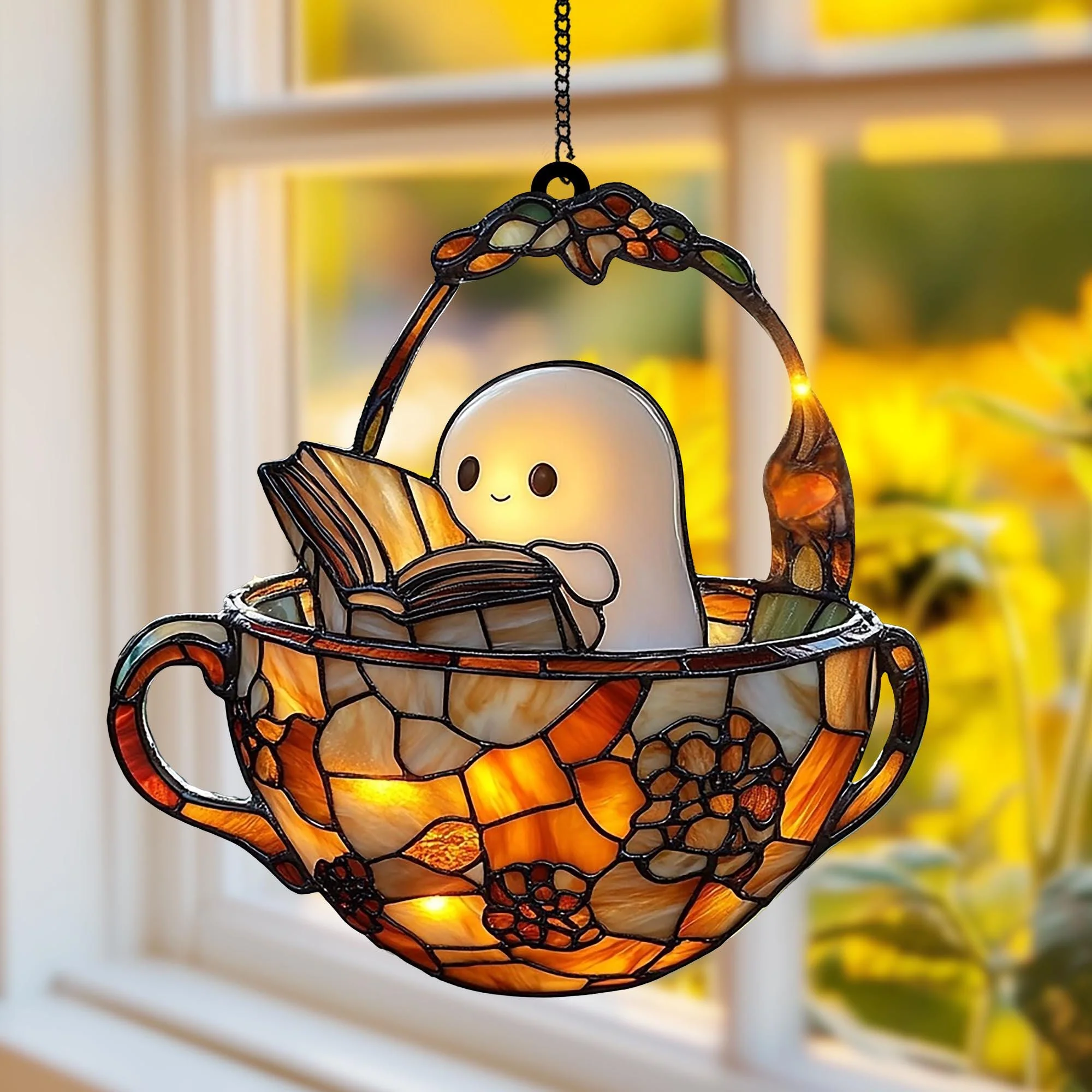 Cozy Ghost Reader Suncatcher - Image 4