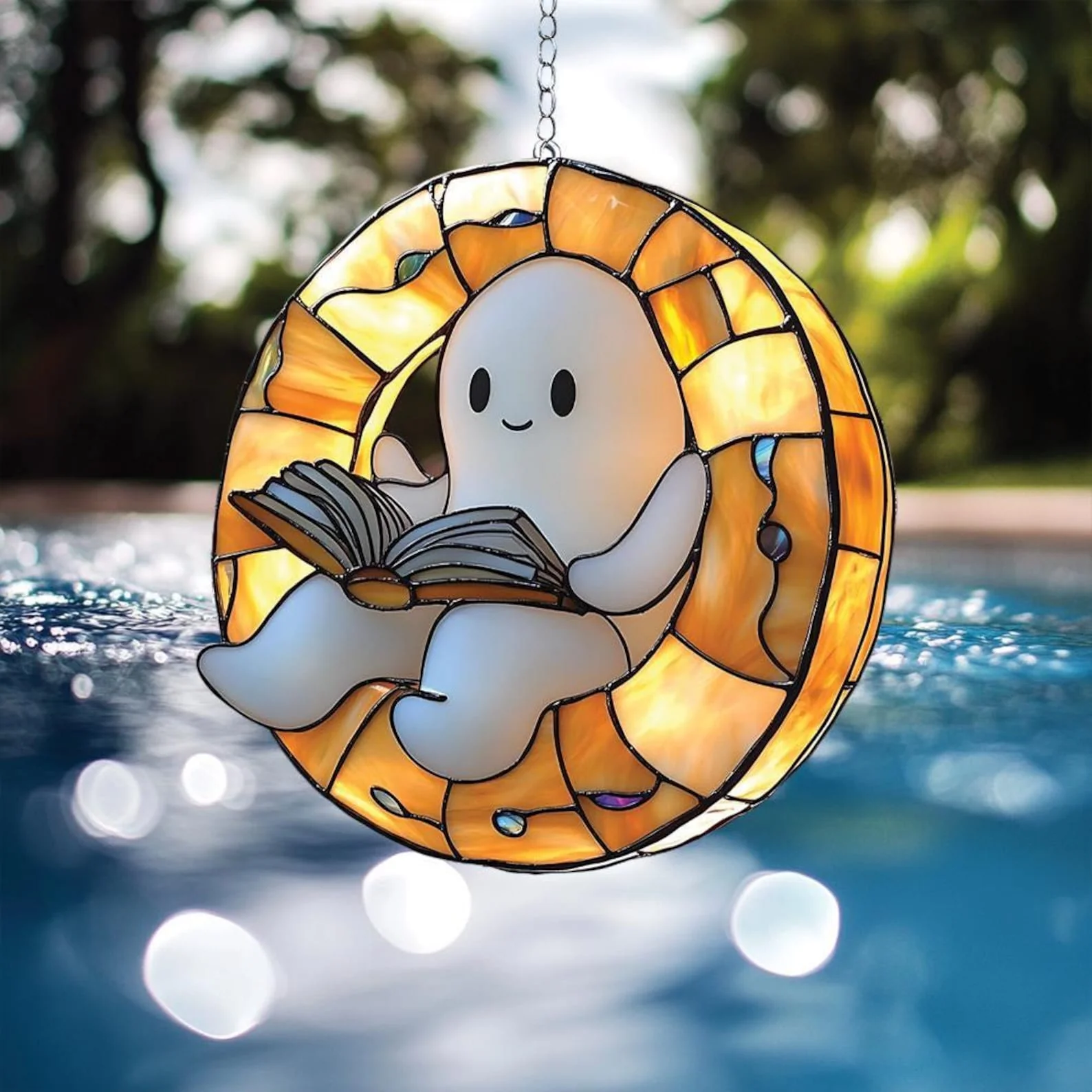 Cozy Ghost Reader Suncatcher - Image 5