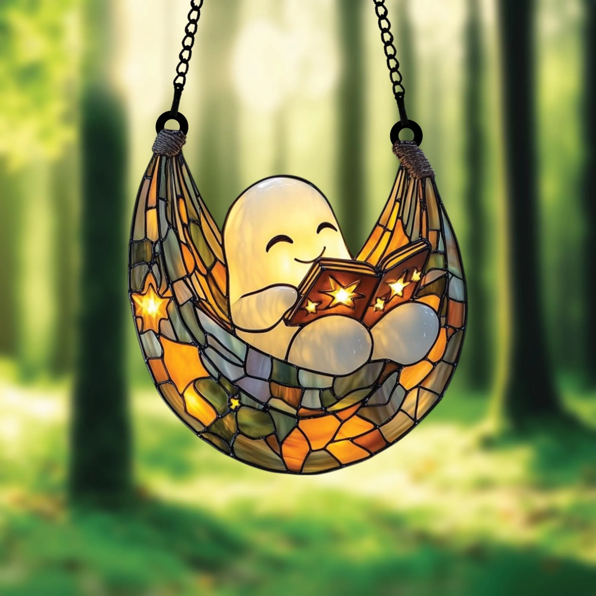 Cozy Ghost Reader Suncatcher - Image 6