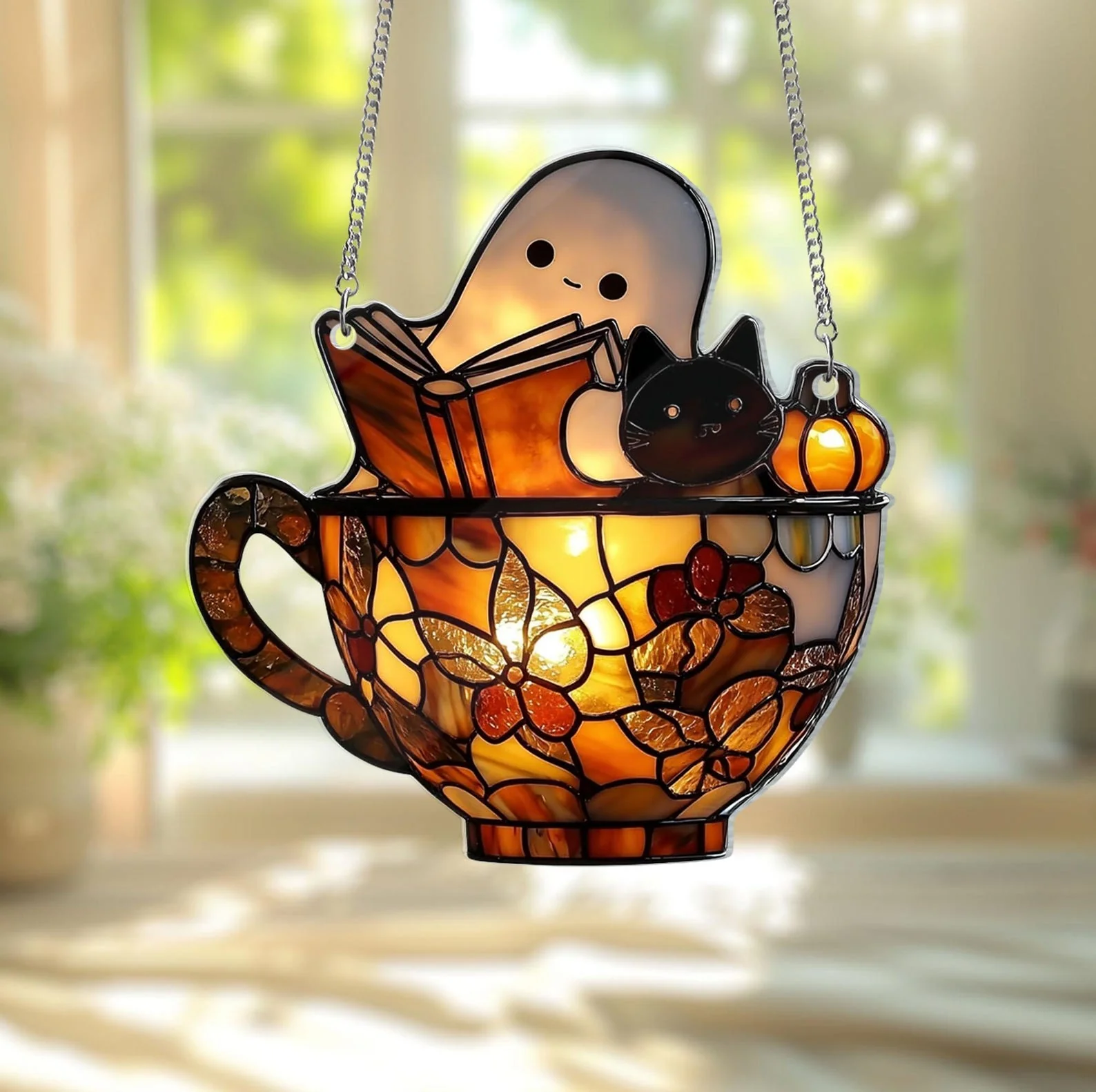 Cozy Ghost Reader Suncatcher - Image 7