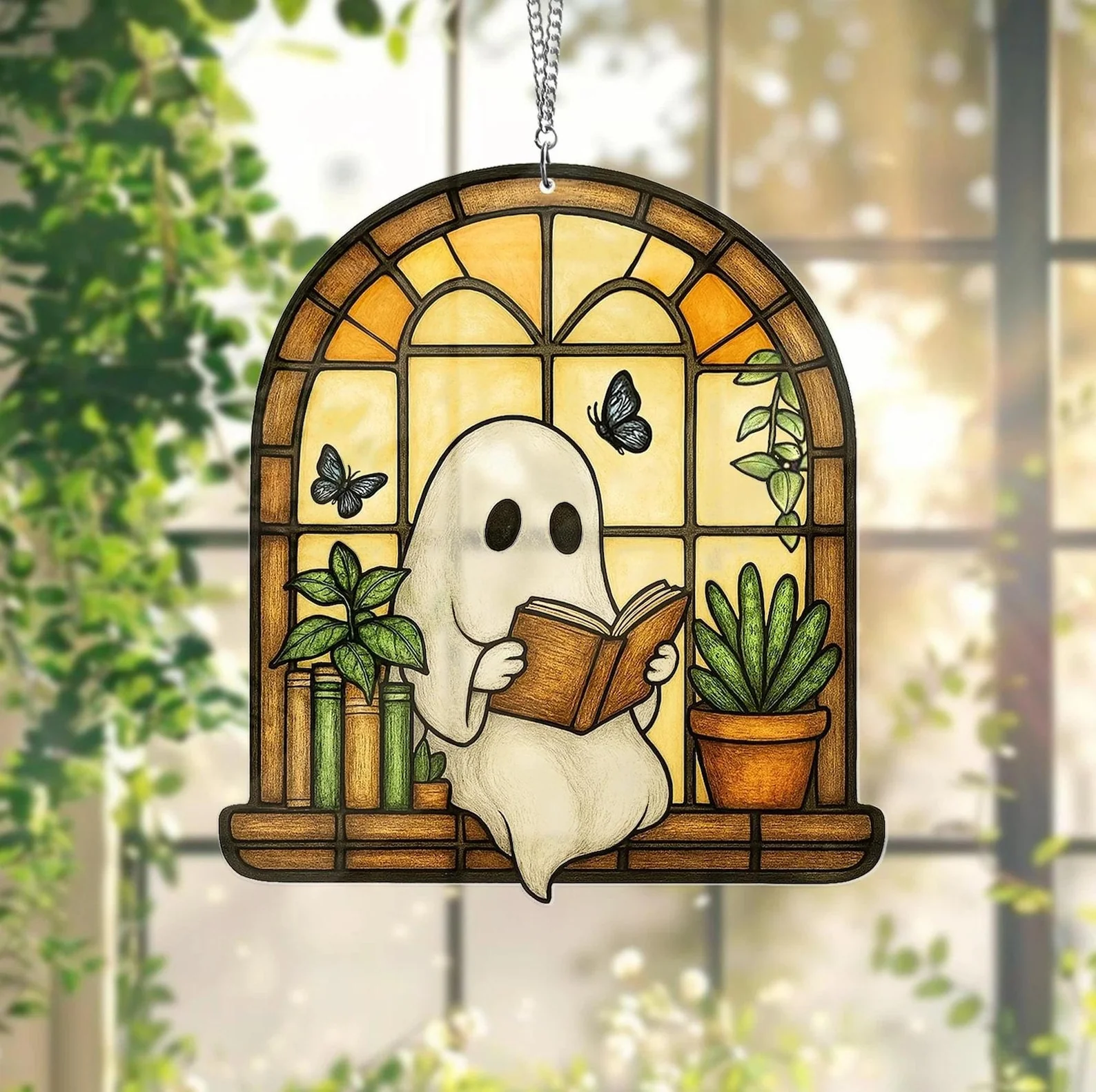 Cozy Ghost Reader Suncatcher - Image 9