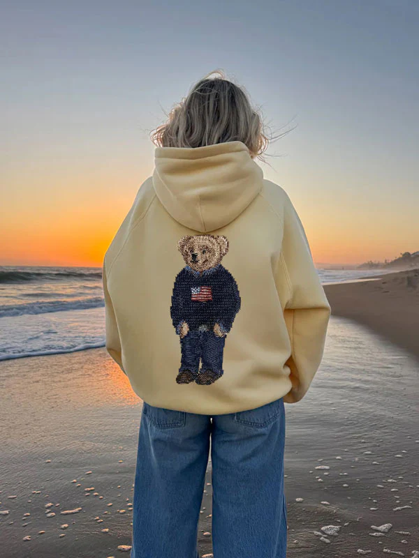 Crew neck embroided hoodie - Image 3