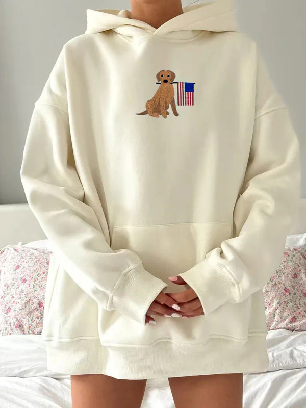 Crew neck embroided hoodie - Image 3