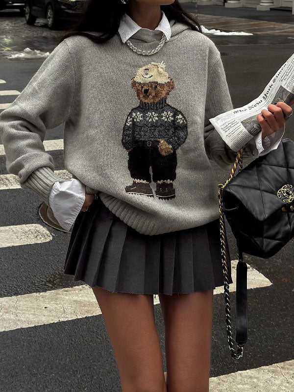 Crew neck knitted hoodie - Image 2