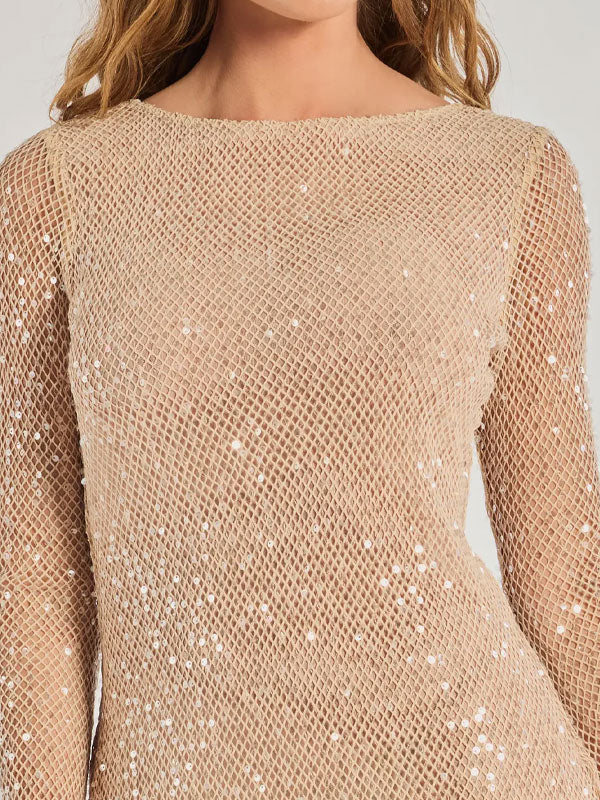 Crew neck sequin dress - Image 4