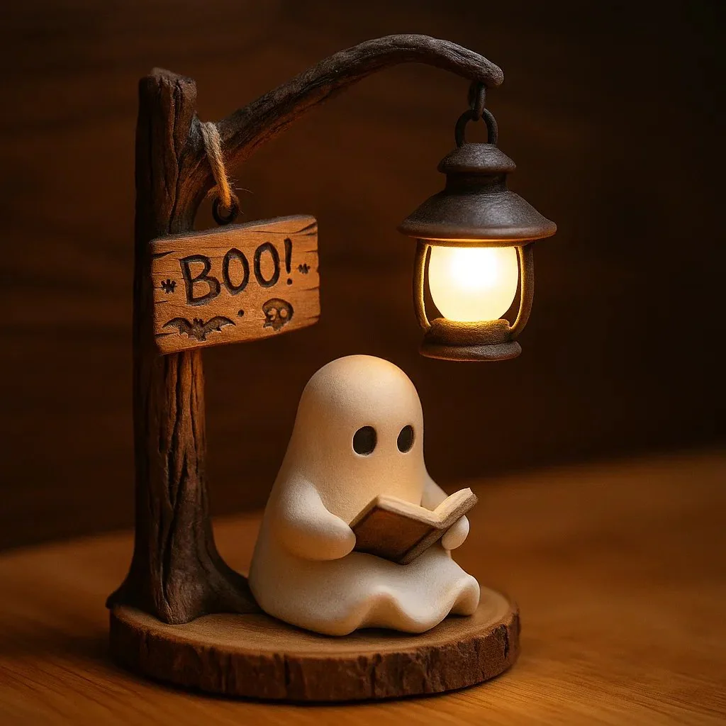 👻📖Cute Ghost Reading Lantern - BOO!(✨Same as in the video)