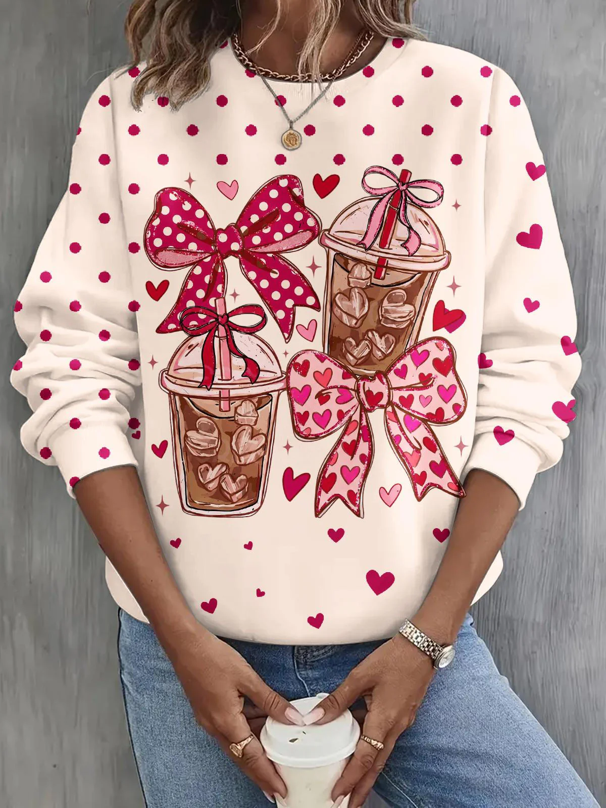 Cute Valentine's Day Long Sleeve Casual Top