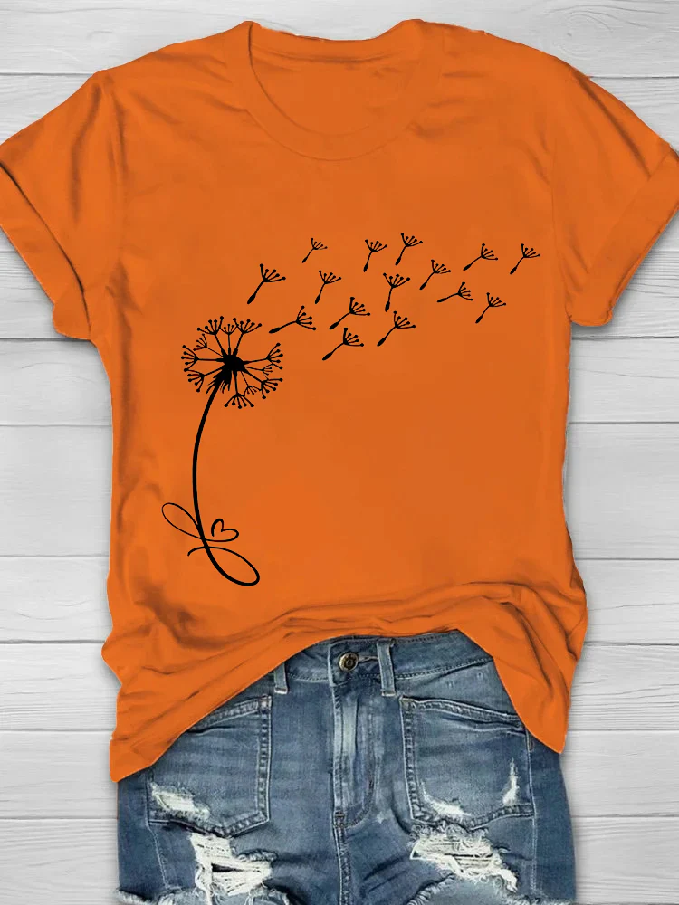 Dandelion Printed Crew Neck Women's T-shirt - Image 4
