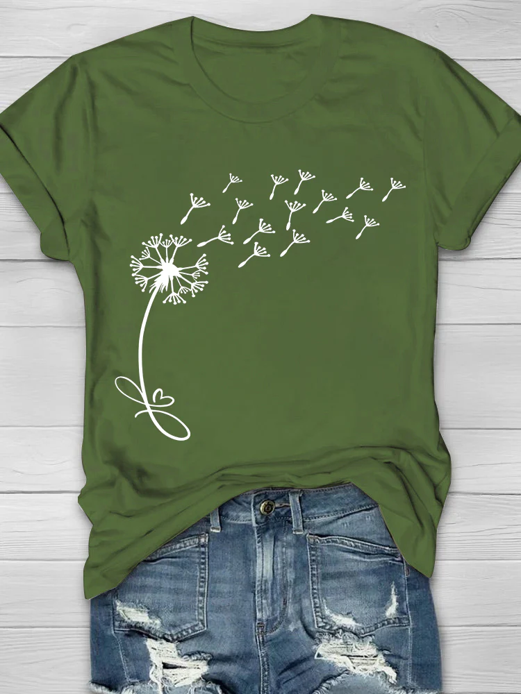 Dandelion Printed Crew Neck Women's T-shirt - Image 5