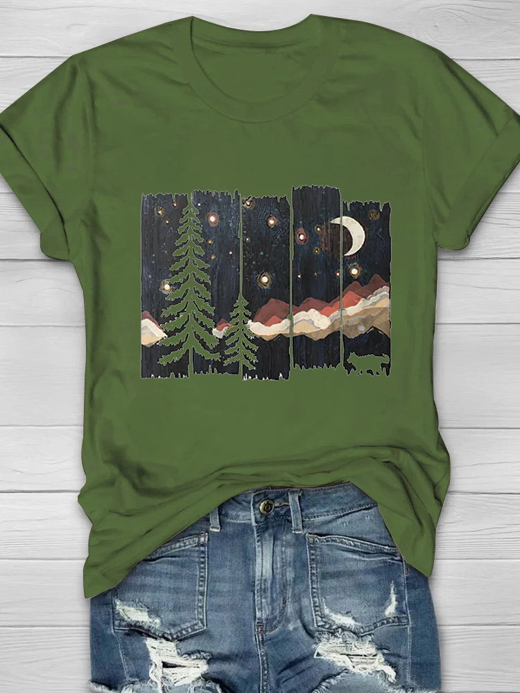 Darkness Forest Printed Crew Neck Women's T-shirt - Image 2