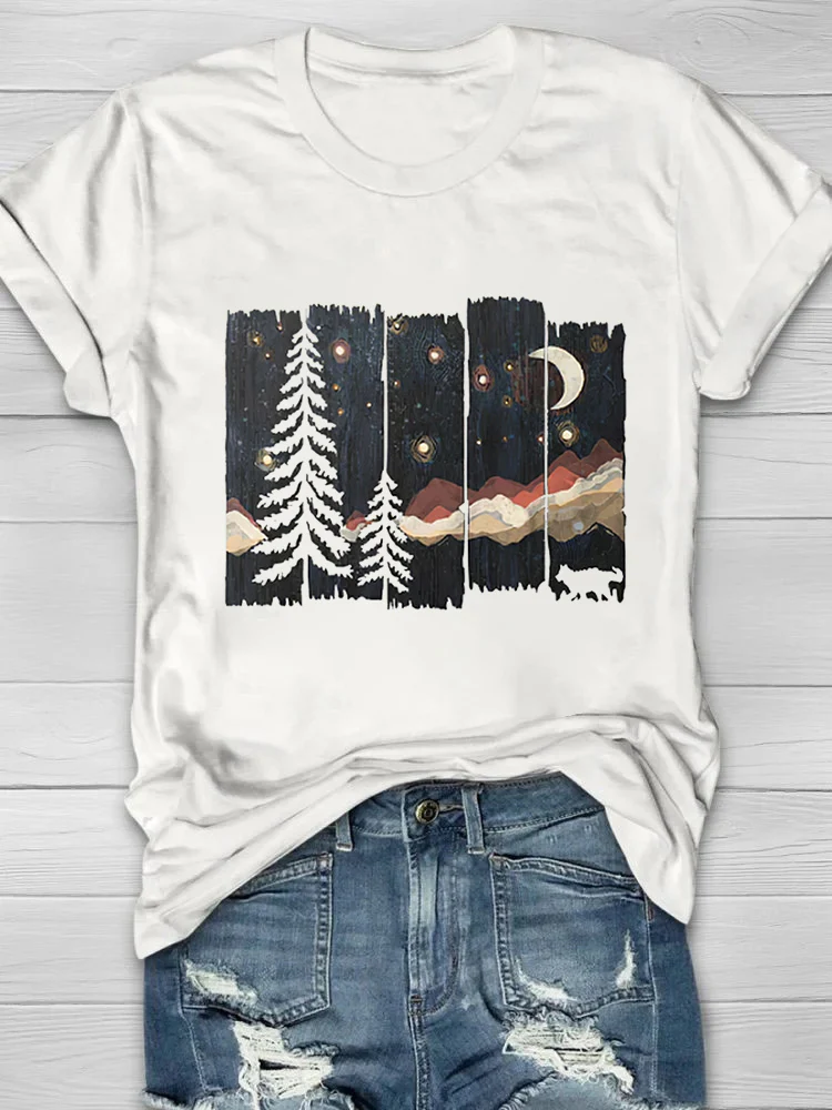 Darkness Forest Printed Crew Neck Women's T-shirt - Image 4