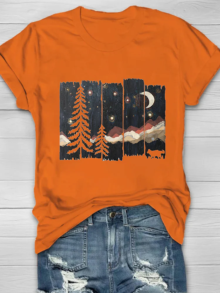 Darkness Forest Printed Crew Neck Women's T-shirt - Image 5