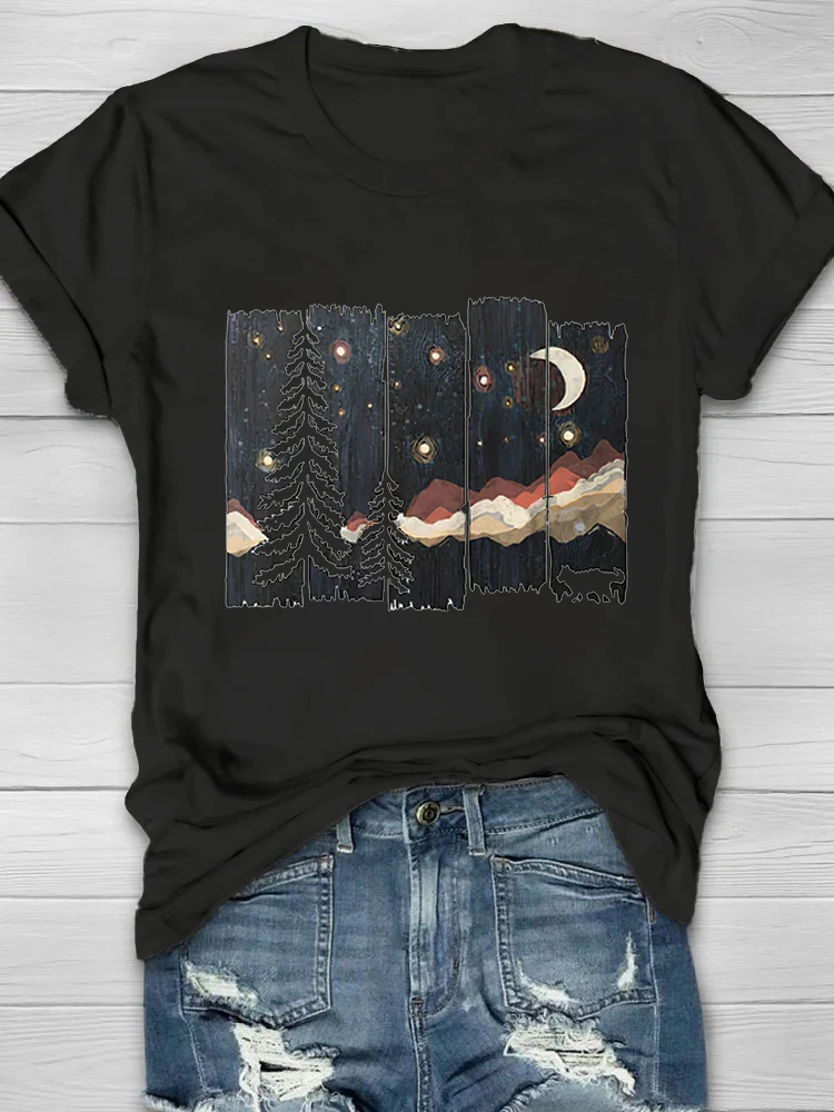 Darkness Forest Printed Crew Neck Women's T-shirt - Image 6