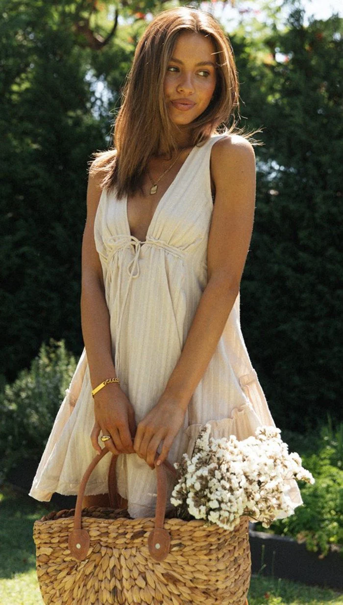 Deep V-Neck Mini Dress - Image 16