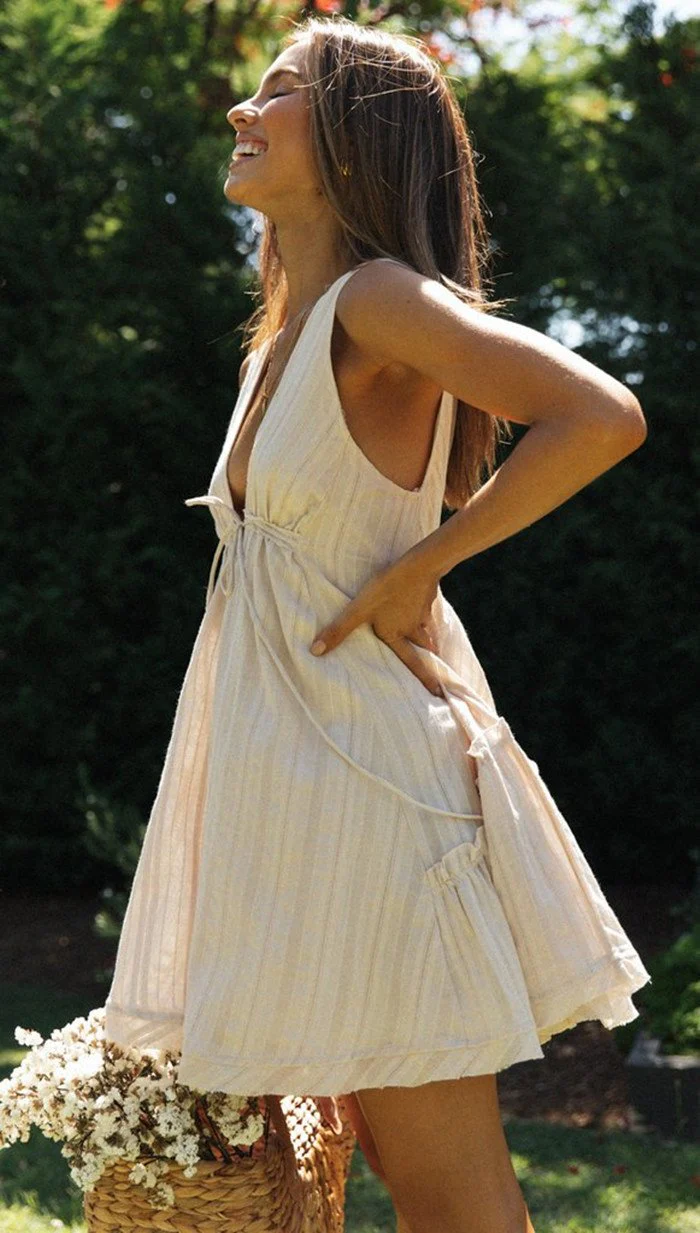 Deep V-Neck Mini Dress - Image 18