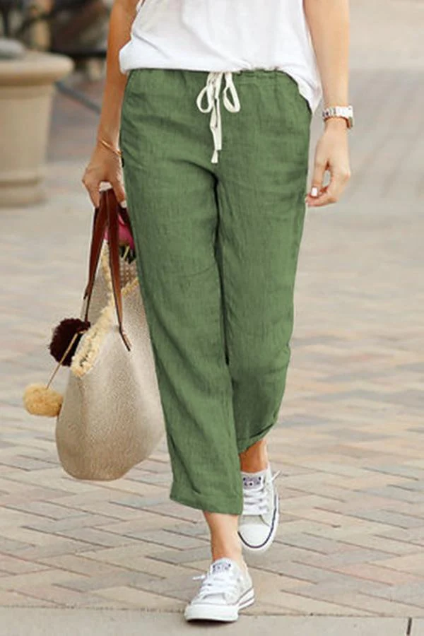 Drawstring waist Casual CottonPants - Image 4