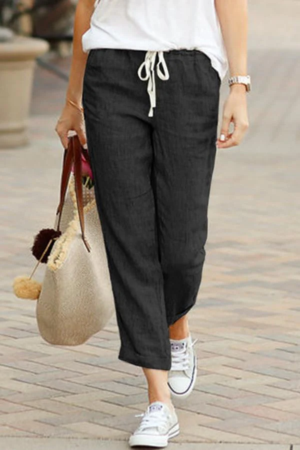 Drawstring waist Casual CottonPants - Image 5