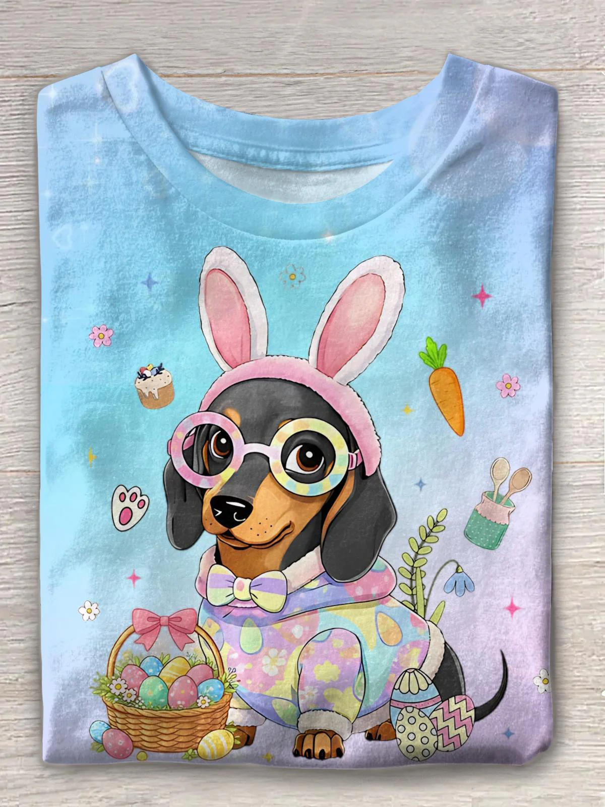 Easter Cute Dachshund Crew Neck T-shirt