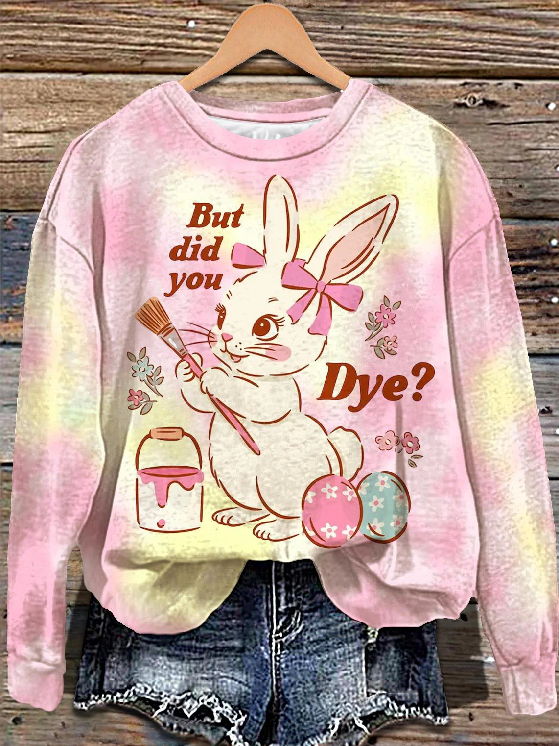 Easter Day Printed Long Sleeve Casual Top