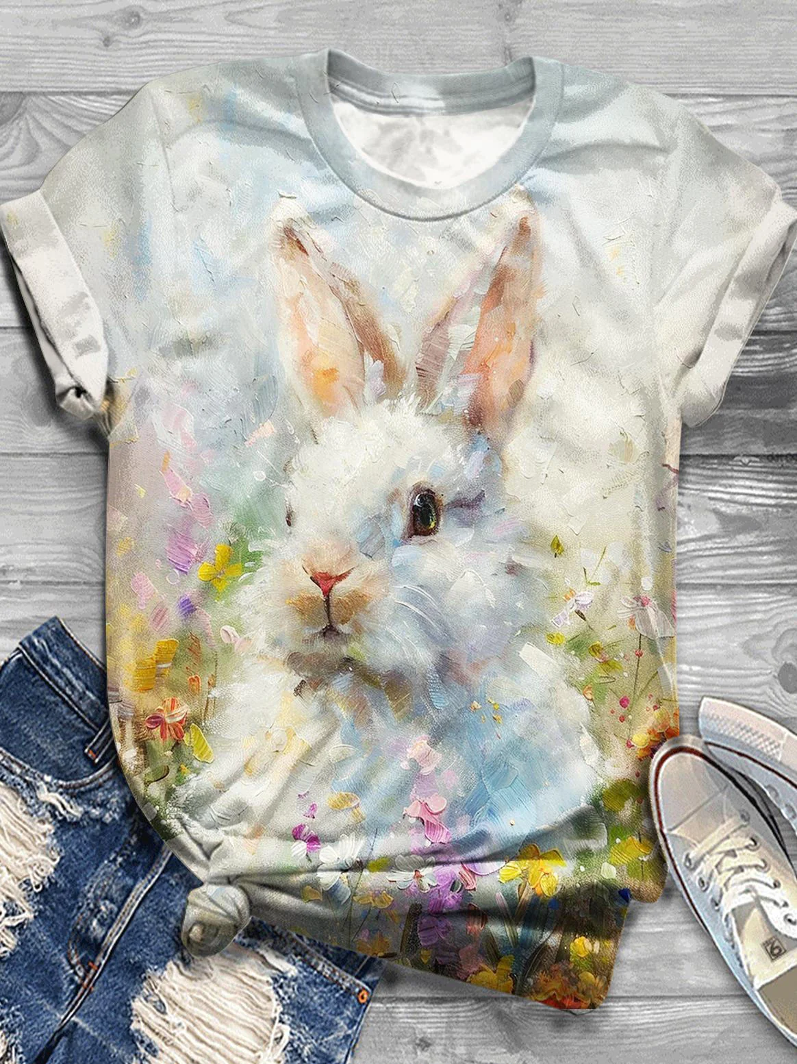 Easter Day Rabbit Crew Neck T-shirt