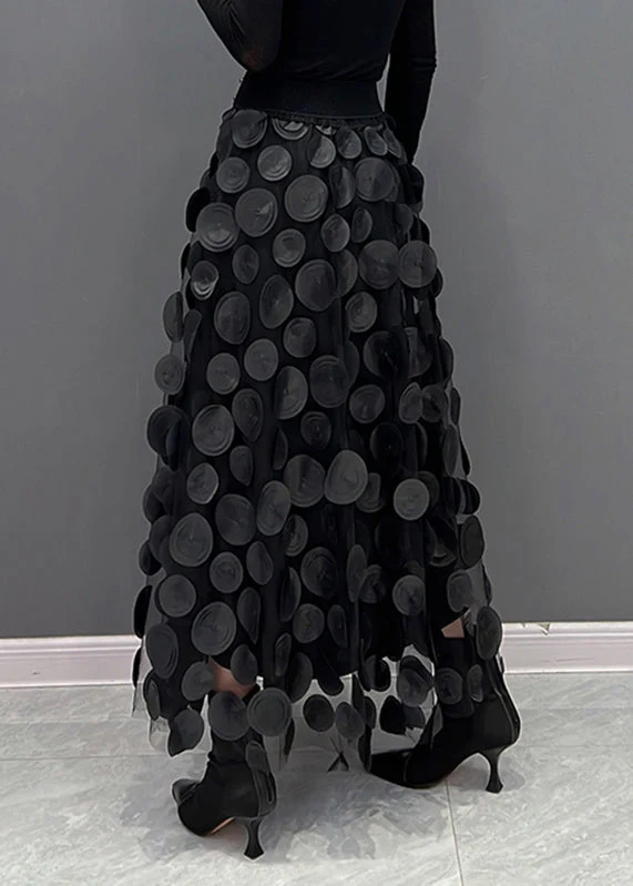 Elegant Black Dot Patchwork Tulle Skirt - Image 6