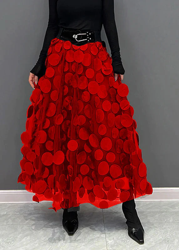 Elegant Black Dot Patchwork Tulle Skirt - Image 8
