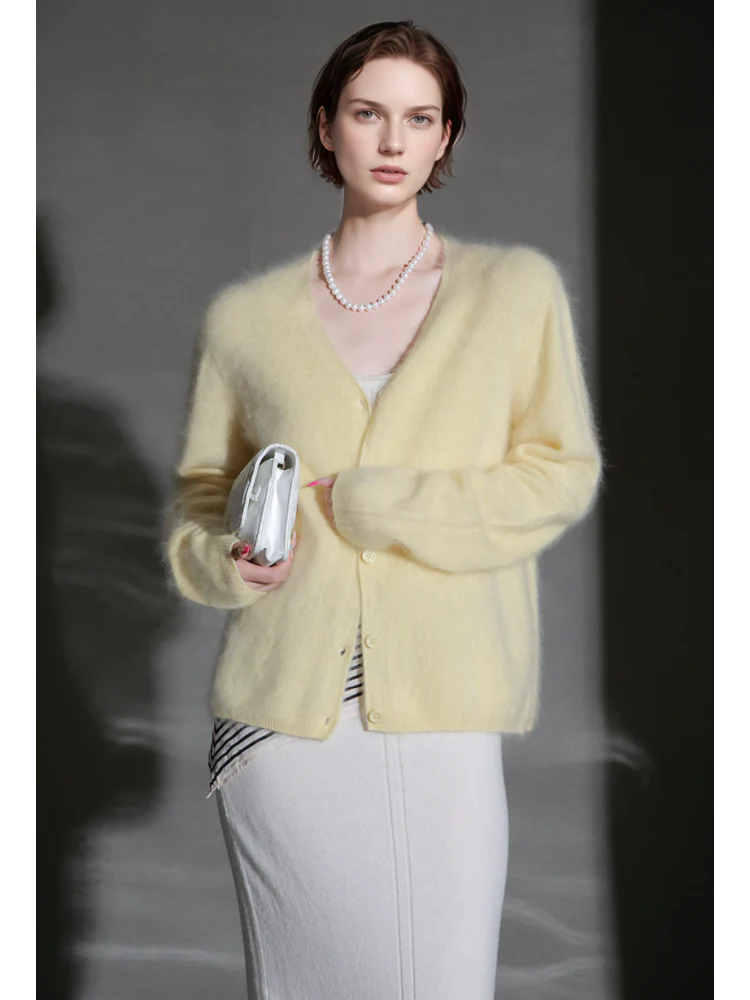 Elegant Cashmere Brushed Knit Cardigan – Soft Luxury Sweater Jacket for Women, Cozy Chic Layer for Fall - Image 3