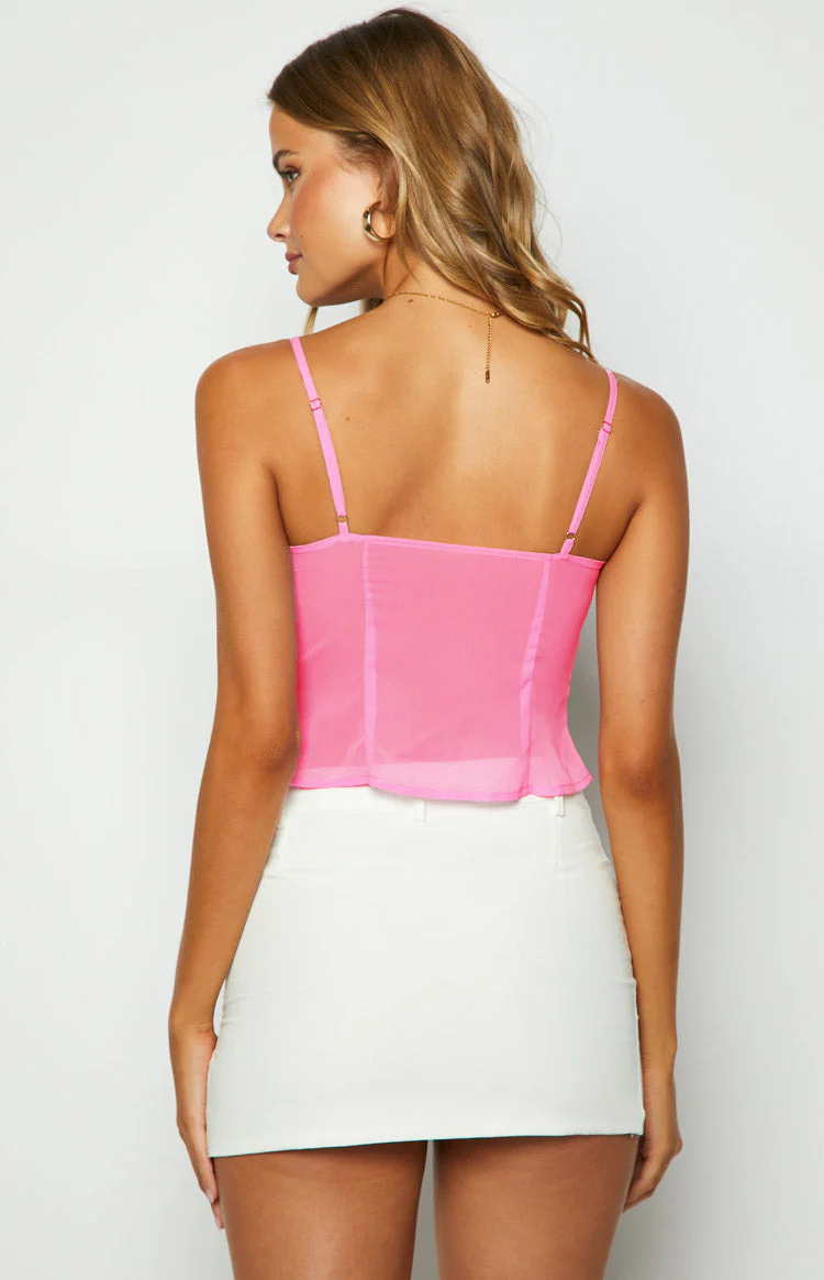 Elle Pink Frill Cami Top - Image 6