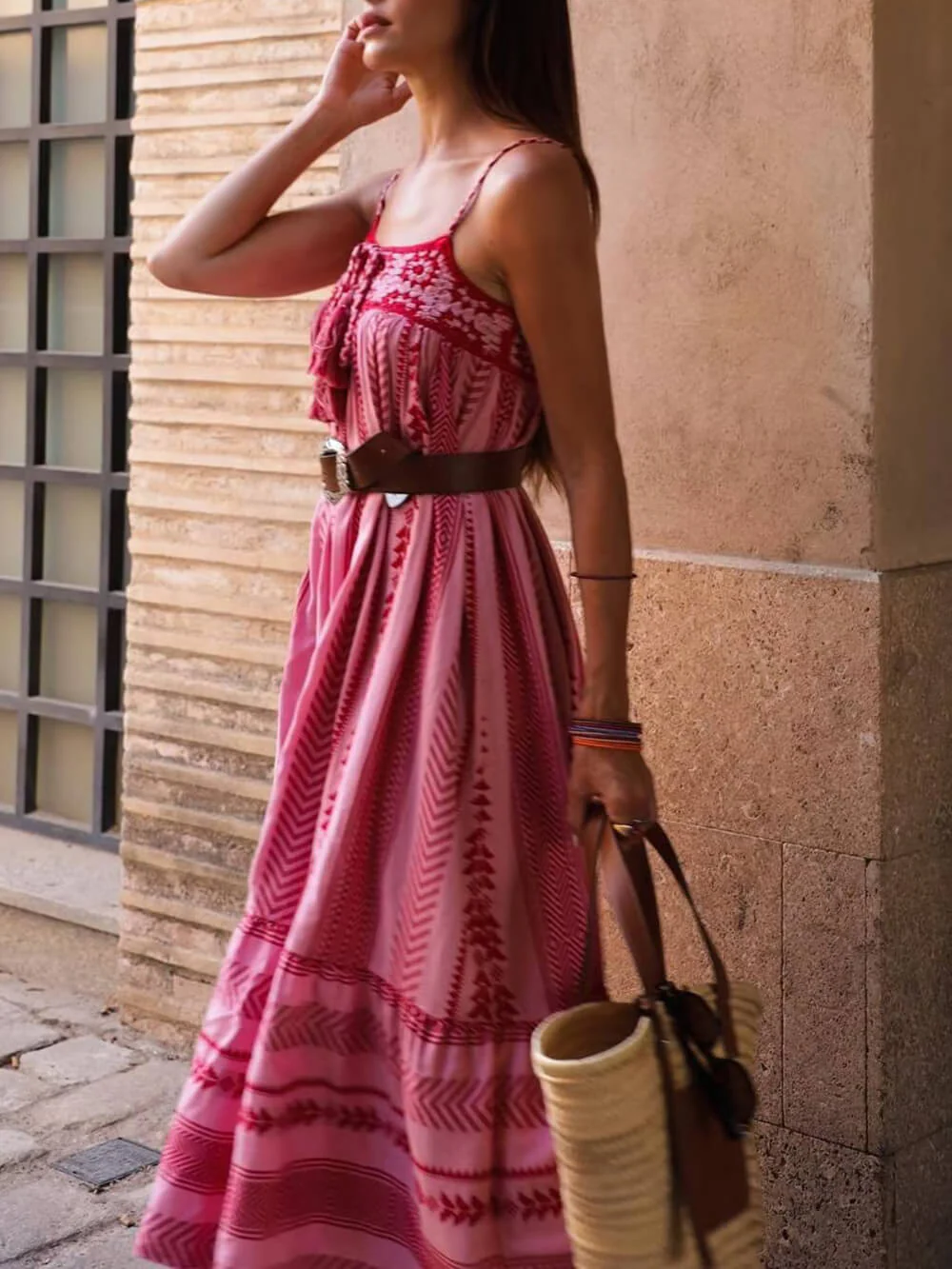 Ethnic Style Crochet Patchwork Slip Maxi Dress - Image 3