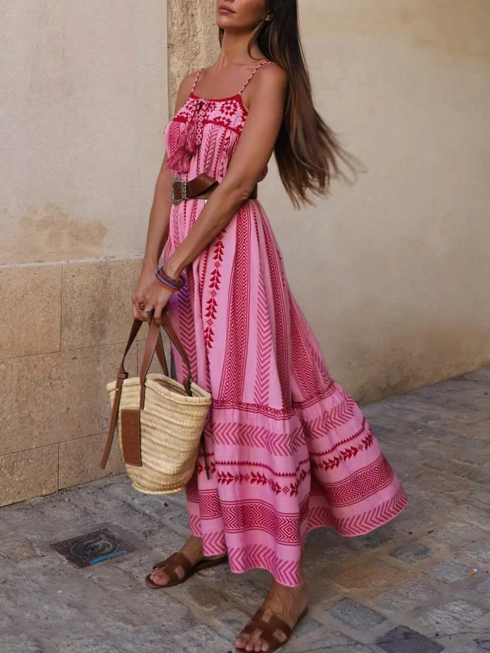 Ethnic Style Crochet Patchwork Slip Maxi Dress - Image 4
