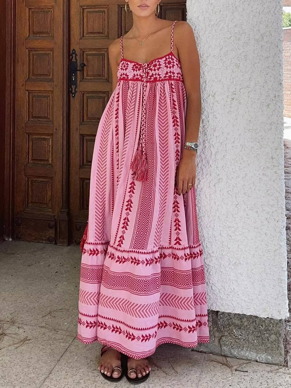 Ethnic Style Crochet Patchwork Slip Maxi Dress - Image 5