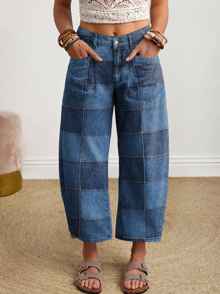Ethnicity Patchwork Geometry Women's Art Print Jeans