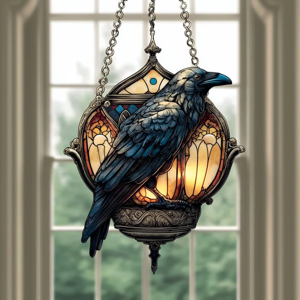 š¦āā¬Dark Elegance: Hand-Painted Gothic Crow Lamp Ornament - Image 3