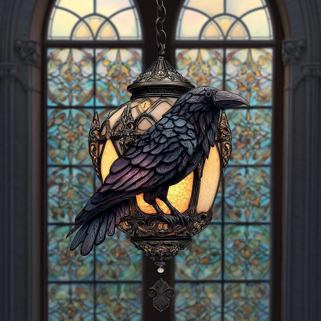 š¦āā¬Dark Elegance: Hand-Painted Gothic Crow Lamp Ornament - Image 4