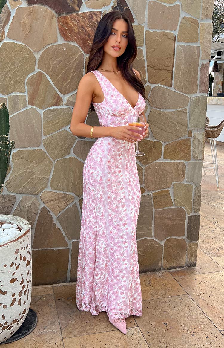 Farida Pink Lace Maxi Dress - Image 9