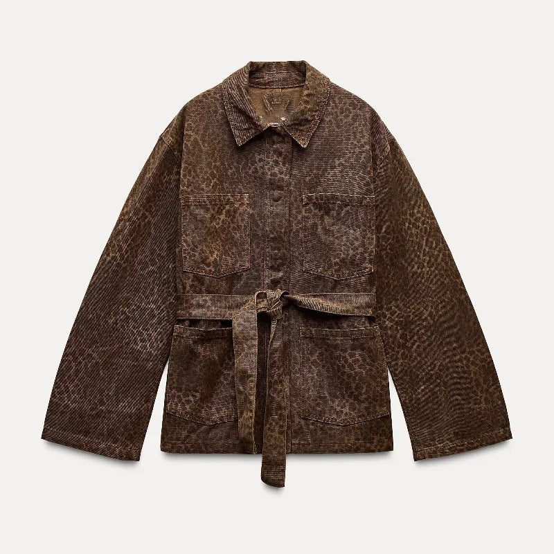 Fashion Animal Pattern Printing Lapel Coat - Image 5