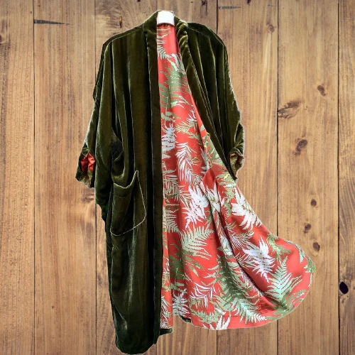 Fashion Casual Lined Printed Velvet Duster - Image 3